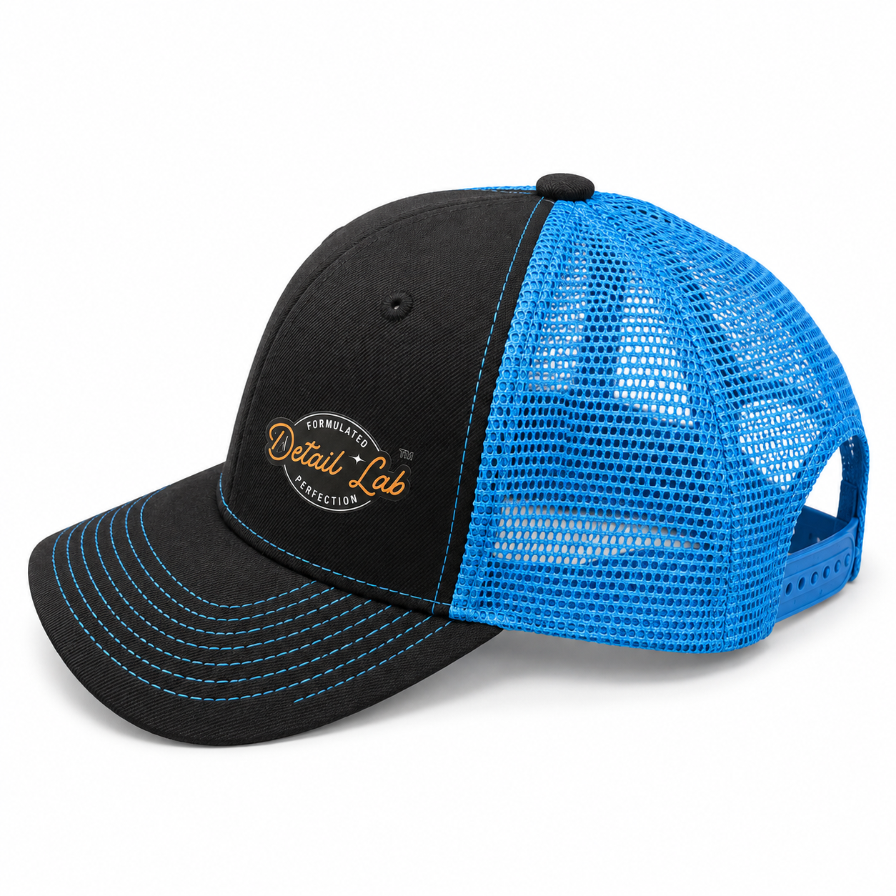 Detail Lab Trucker Cap – Black & Electric Blue