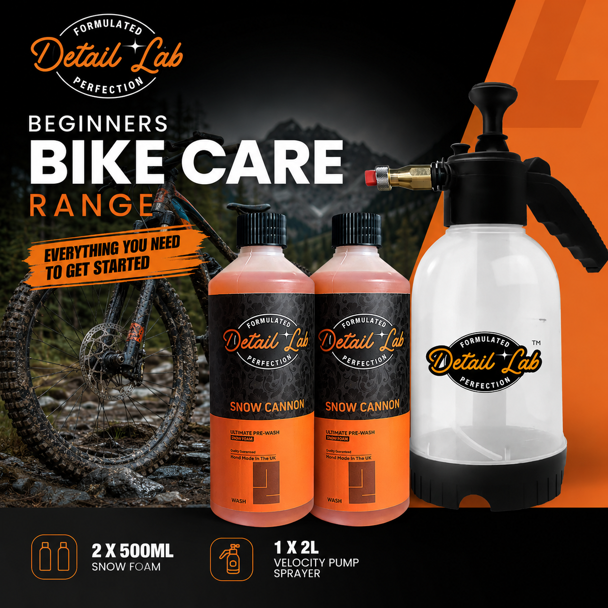 Detail Lab MTB Snow Foam Twin Pack | 2x 500ml Fluids + 2L Sprayer