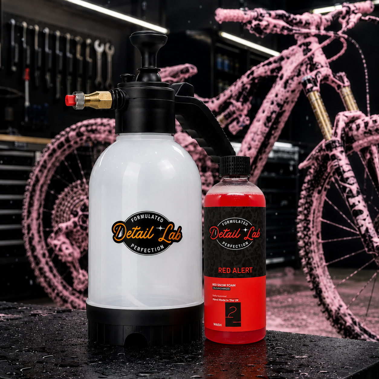 Detail Lab MTB Foam Cleaning Kit | Red Alert Snow Foam +  2L Sprayer