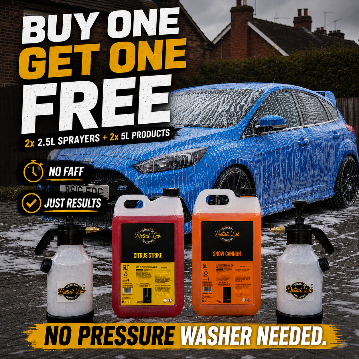 SERIOUS CAR PEOPLE BUNDLE 5L Citrus Pre-Wash + 5L Snow Foam + 2x 2.5L FREE Velocity Pump Sprayers (Copy)